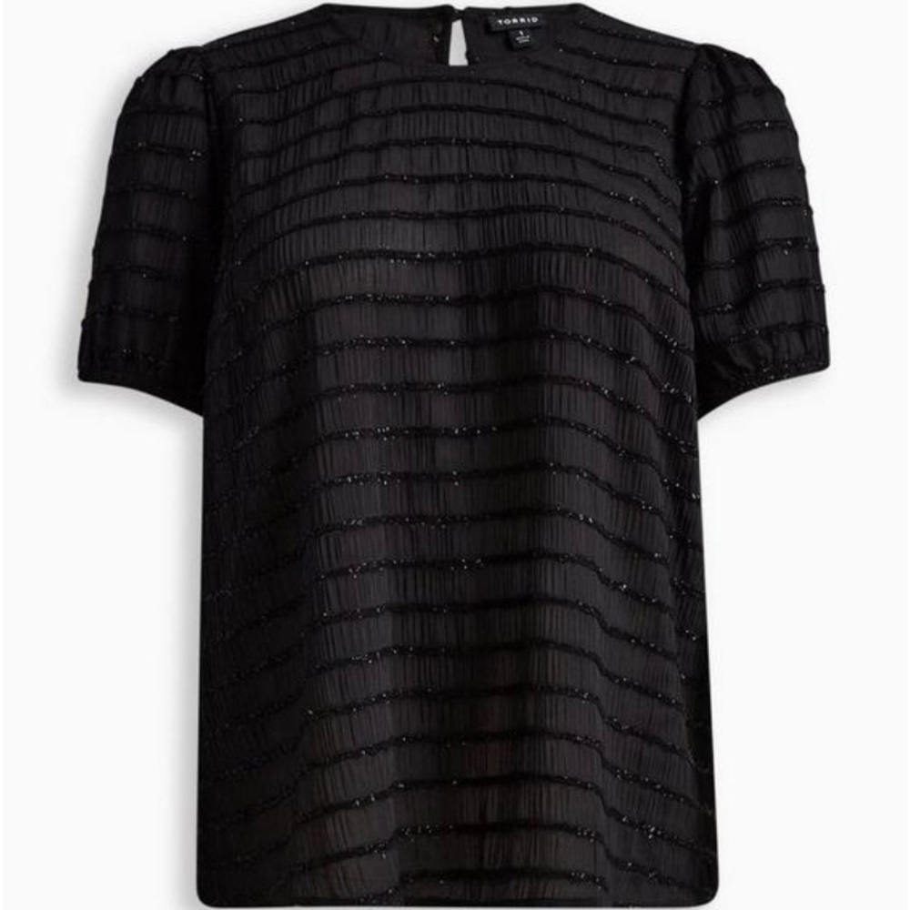 Lurex Chiffon Puff Sleeve Top